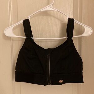 Black Sports Bra with Front Zipper